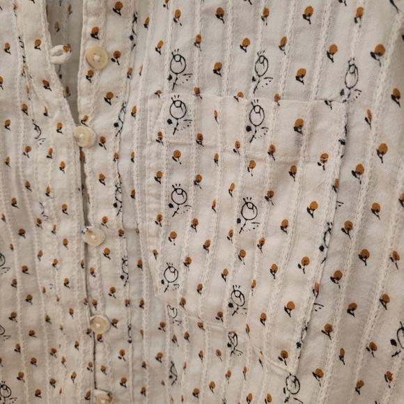 Anthropologie Pilcro Keira Collared Button-Front Blouse Long Sleeves XS Oranges - Picture 8 of 10